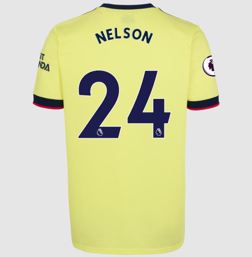 2021/22 Arsenal Away Kit Soccer Jersey with Reiss Nelson 24 printing